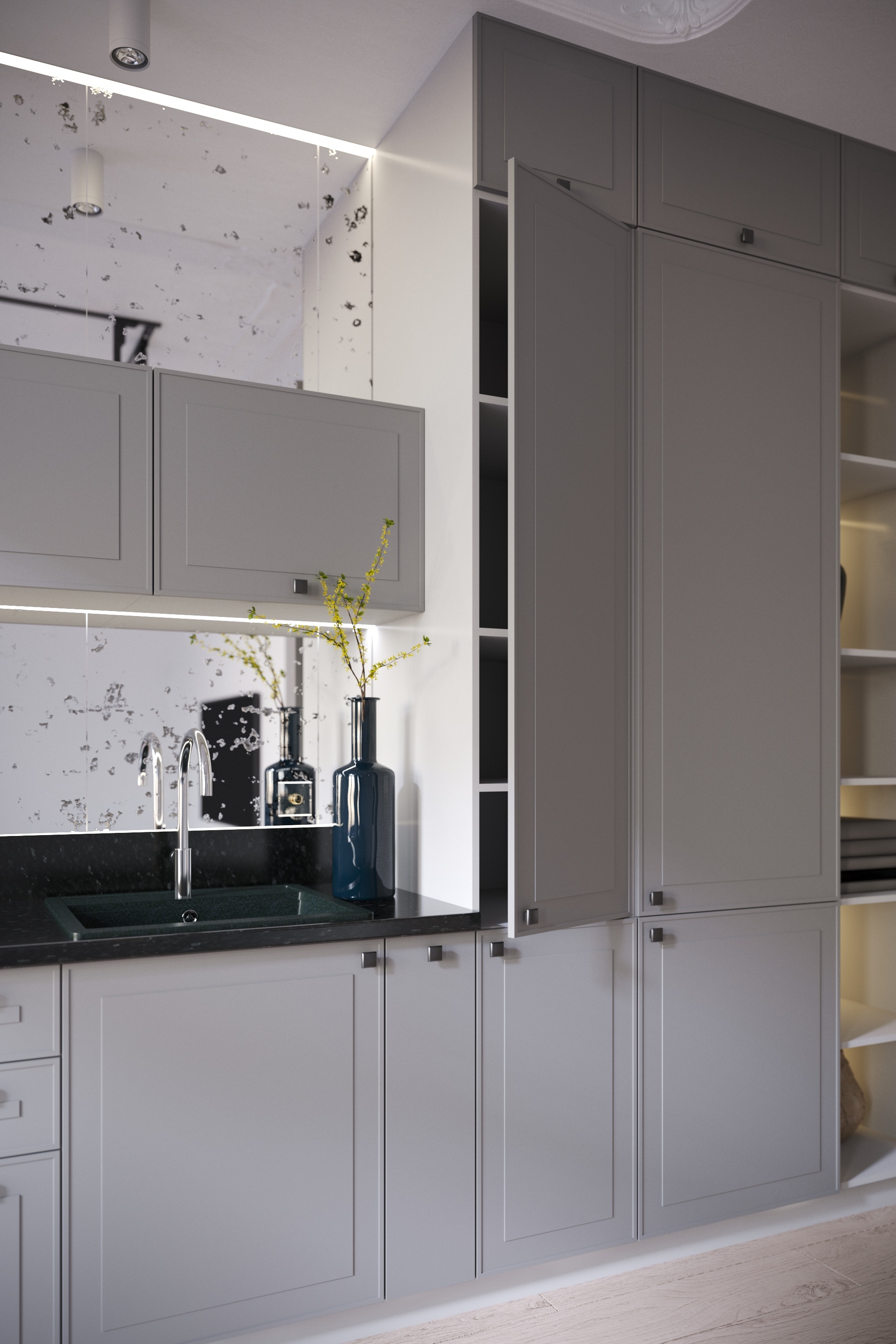 Кухня Перфетта Royal Platinum Grey МДФ прямая