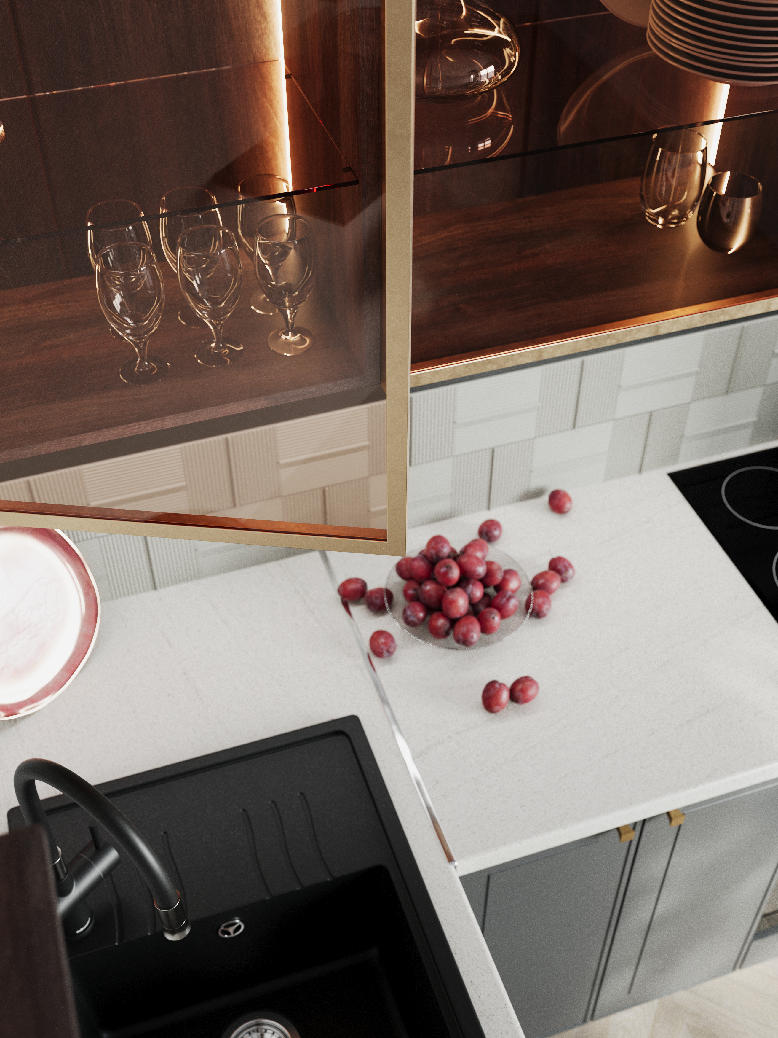 Кухня Перфетта Royal 1600*2400 Platinum Grey МДФ угловая