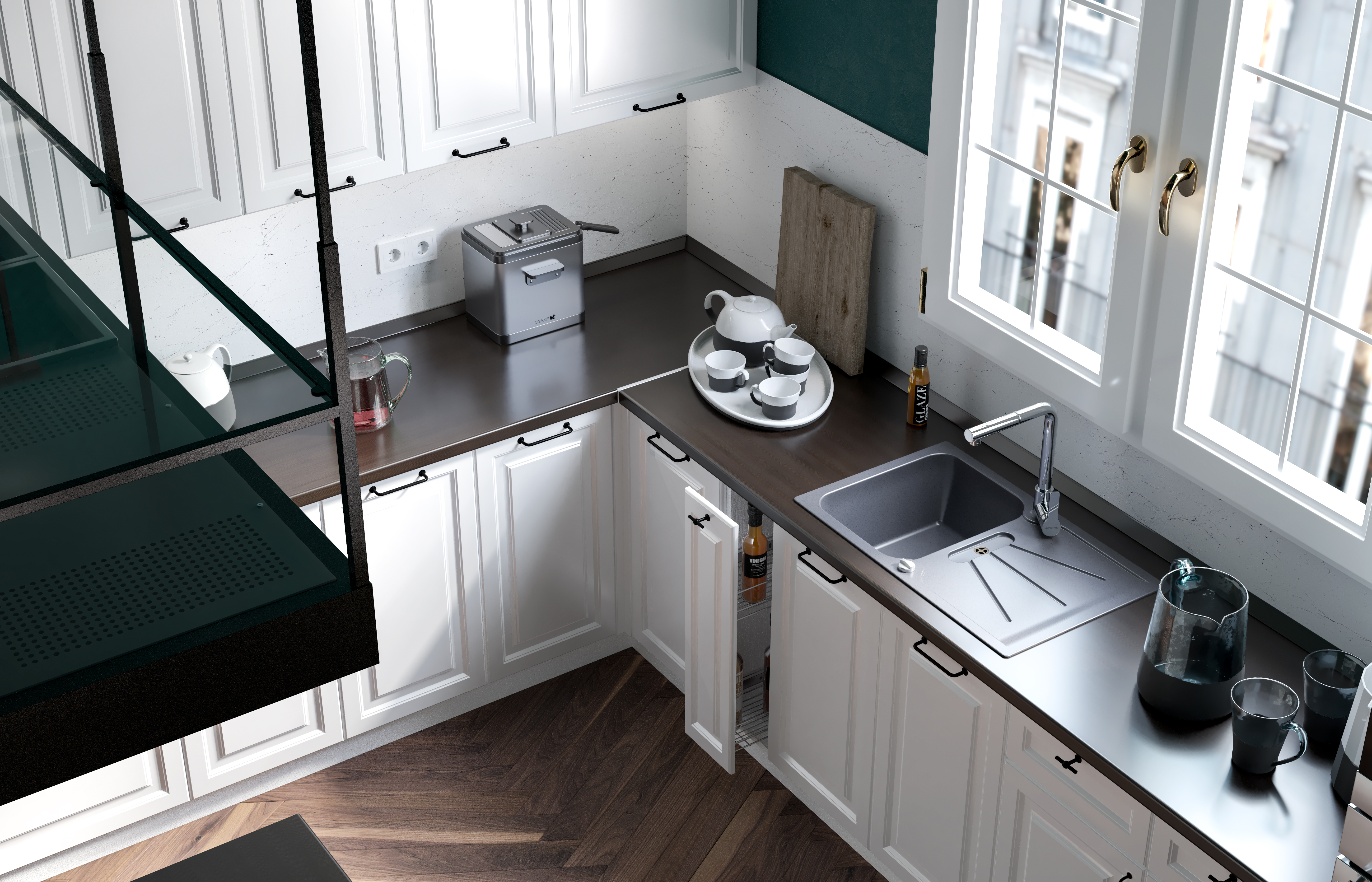 Кухня Ницца Royal 2600*3400 Blanco МДФ угловая