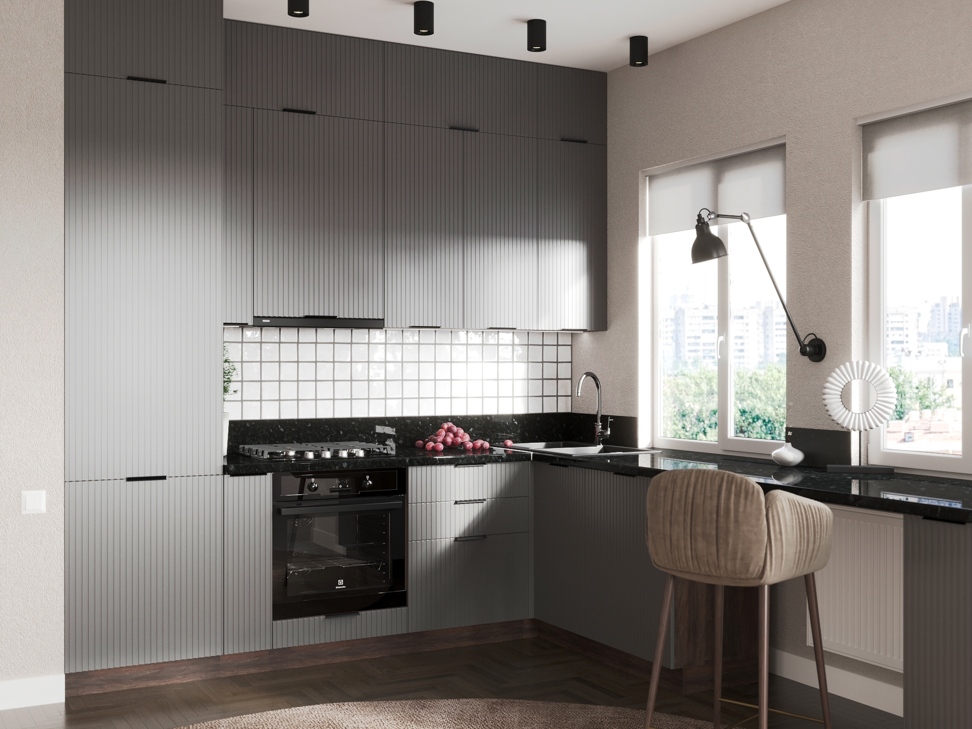 Кухня Сиэль Royal 2600*1600 Platinum Grey МДФ угловая