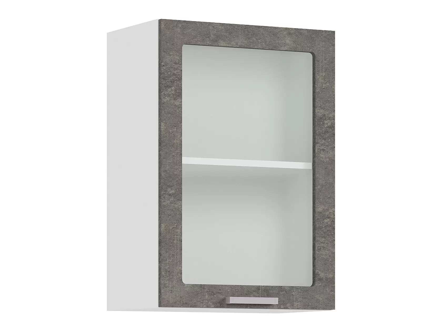 Кухонный гарнитур Бридж 150 см Белый / Бетон снежный / Бетон темный / Стекло