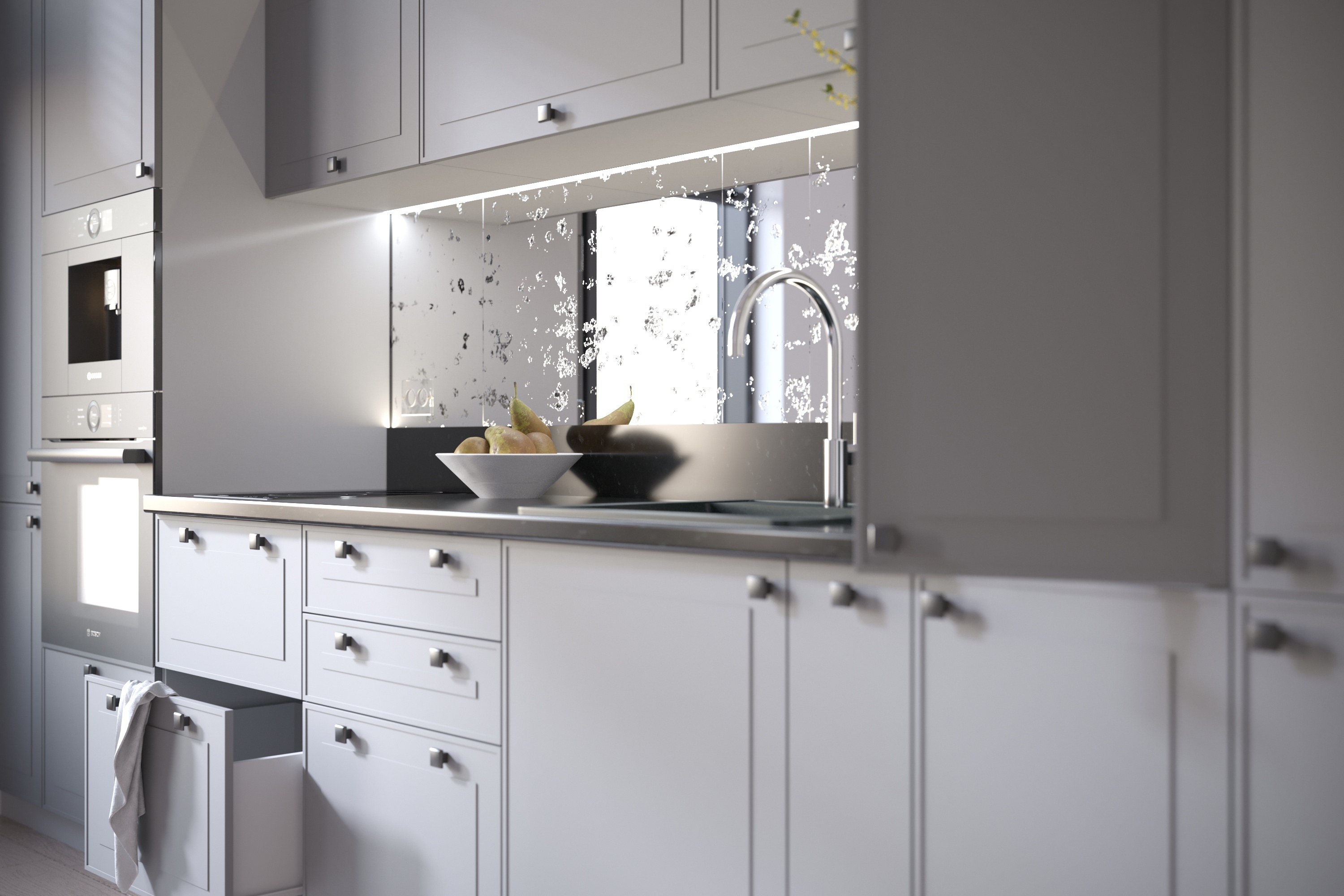 Кухня Перфетта Royal Platinum Grey МДФ прямая